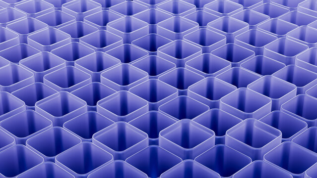 Frosted glass purple 3D cubes pattern, abstract technology background