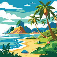 tropical island with palm trees