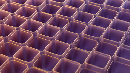 Frosted glass purple 3D cubes pattern, abstract technology background