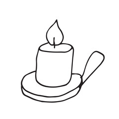 Autumn candle-contour vector doodle illustration