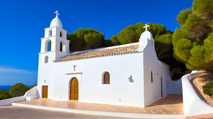 Ibiza Sant Carles de Peralta white church in Balearic