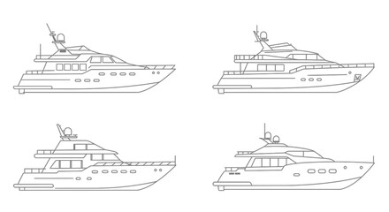 Fototapeta premium Luxury Yacht Line Art Collection Sleek Vessels for Nautical Designs