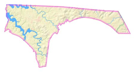 Map of the County Pickett (Tennessee, US) showing the isolated County with relief representation. No Lables.