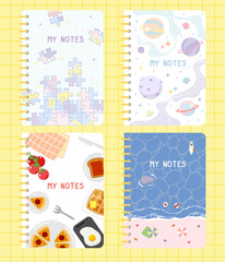 a pack of hand drawn notes cover design for journal book
