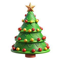 Festive christmas tree isolated on transparent background