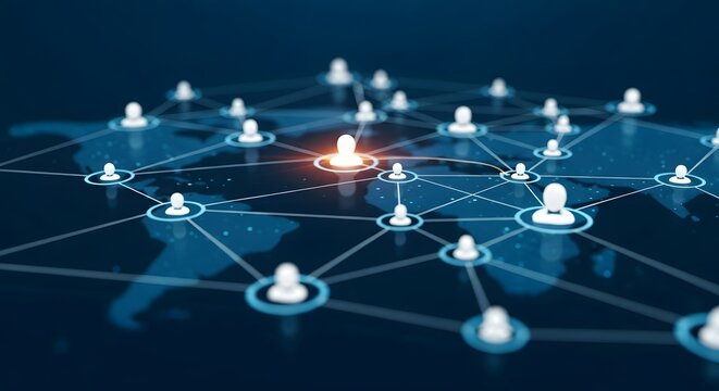 3d illustration connecting people on the internet, social network connection - Powered by Adobe