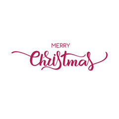 Hand-drawn "Merry Christmas" lettering in modern calligraphy style. Festive and elegant typography for seasonal designs. Perfect for greeting cards, prints, and holiday decorations.