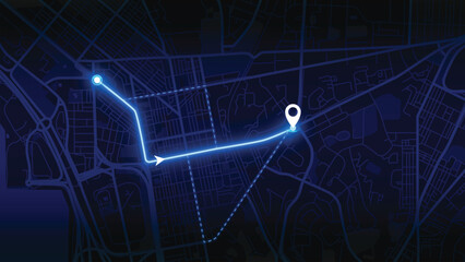 Neon blue navigation map — EPS city vector of Vienna, Austria