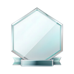 Blank Glass Award Plaque with Silver Ribbon