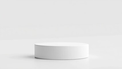 Minimalist white cylinder podium for product display