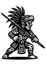 Fototapeta premium Maya Jaguar Warrior Vector