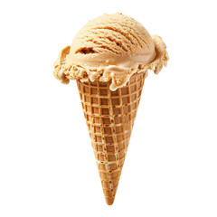 Caramel ice cream in a waffle cone