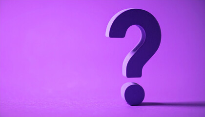 Question mark on vivid purple background. FAQ and QA. Problem solution.