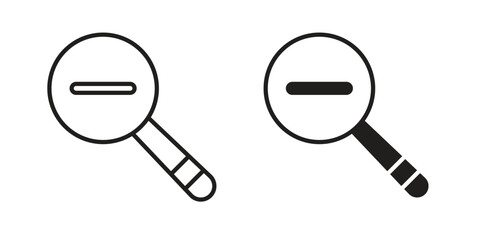 Zoom out icon flat and stroke style pack on white background. Vector illustrations