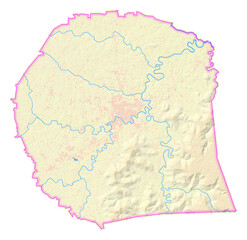 Obraz premium Map of the County Warren (Tennessee, US) showing the isolated County with relief representation. No Lables.