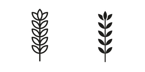 Wheat icon flat and stroke style pack on white background. Vector illustrations