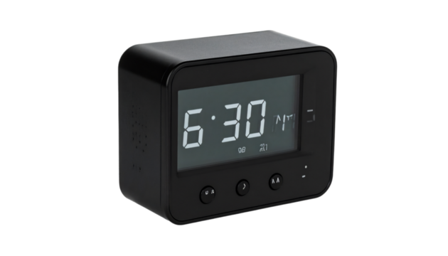 Black Digital Alarm Clock with Buttons 