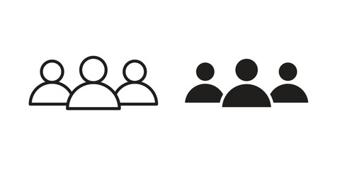 Users icon flat and stroke style pack on white background. Vector illustrations