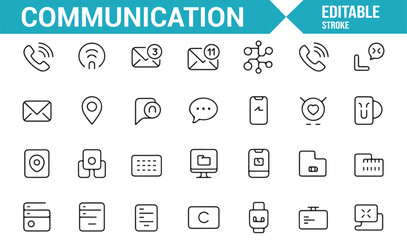 Vector Icons for Communication Channels: Email, Phone, and Messaging