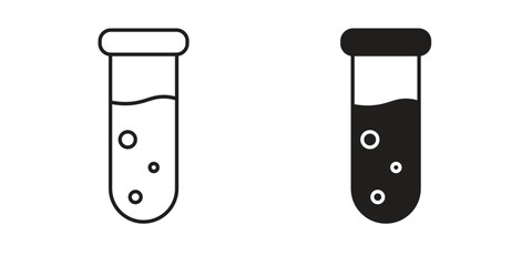 Test tube icon flat and stroke style pack on white background. Vector illustrations