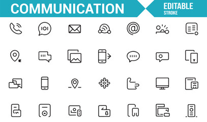 Communication Icons Collection Featuring Phone Calls, Messages, and Emails for Digital Projects