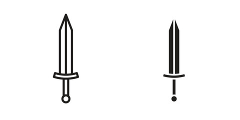 Sword icon flat and stroke style pack on white background. Vector illustrations