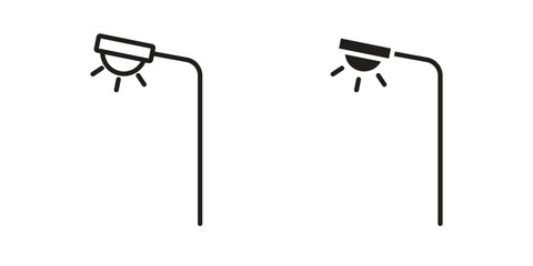 Street light icon flat and stroke style pack on white background. Vector illustrations