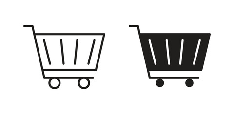 Shopping icon flat and stroke style pack on white background. Vector illustrations