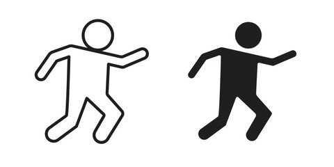 Running icon flat and stroke style pack on white background. Vector illustrations