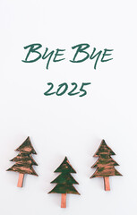 Decorative holiday trees with text design for seasonal celebration and farewell to the year