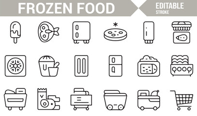 Frozen Food and Freezer Icons Set for Marketing, E-Commerce, and Digital Media