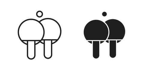 Ping pong icon flat and stroke style pack on white background. Vector illustrations