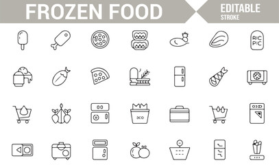 Collection of Frozen Food Icons for Packaging, Branding, and Web Design