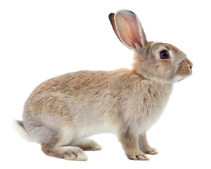 Obraz premium A charming rabbit with soft fur sits attentively against a clean transparent background
