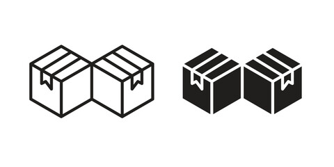 Inventory icon flat and stroke style pack on white background. Vector illustrations