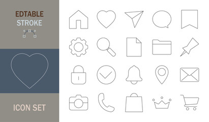  icon set. Editable line icons. Vector illustration.