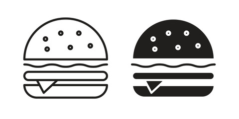 Hamburger icon flat and stroke style pack on white background. Vector illustrations