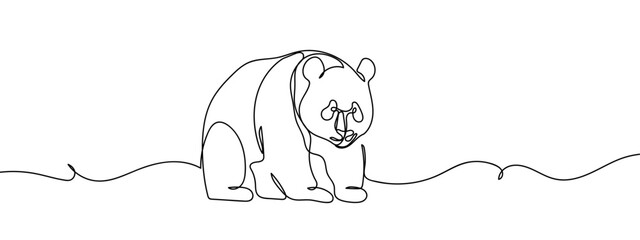 Continuous vector art line, panda, panda family, transparent background. editable stroke.