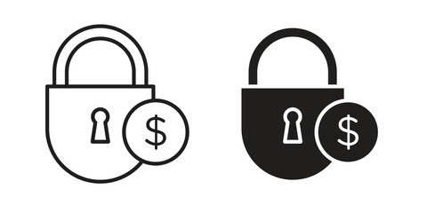 Fixed price icon flat and stroke style pack on white background. Vector illustrations