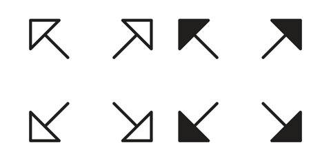 Expand arrows icon flat and stroke style pack on white background. Vector illustrations