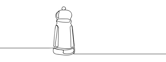 Continuous vector art lines. Pepper pot. Transparent background. editable stroke.