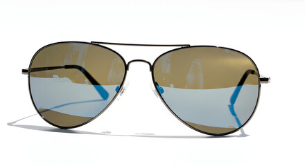 Stylish aviator sunglasses with reflective lenses and thin metal frame perfect for fashion accessories and outdoor activities in modern urban settings