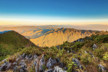 View Great mountains national park scenic Landscape seen from Doi Luang Chiang Dao, High mountain in Chiang Mai Province, Thailand.