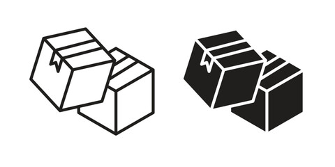 Boxes icon flat and stroke style pack on white background. Vector illustrations