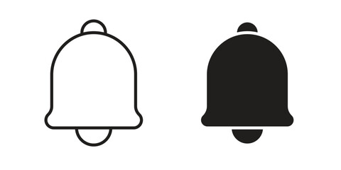 Bell icon flat and stroke style pack on white background. Vector illustrations