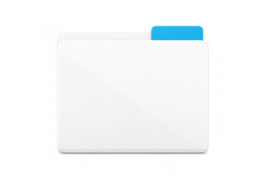 File folder with blue tab isolated on transparent background, perfect for storing documents and organizing paperwork