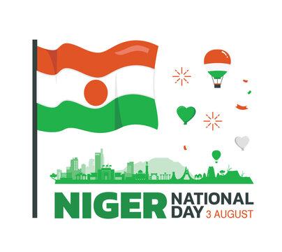 niger Independence Day design, minimalist August 3rd design element box template, niger map and flag	
