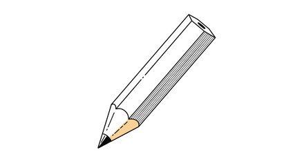 A simple drawing of a graphite pencil with a sharpened tip showing the wood casing and lead perfect for sketching or writing tasks