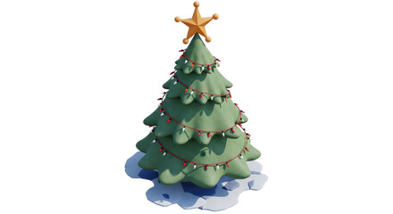 Isolated cartoon Christmas tree with star