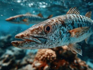 Naklejka premium Close-Up of Underwater Fish in Coral Reef
